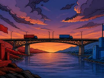Nordkorea Russland Brücke Comic